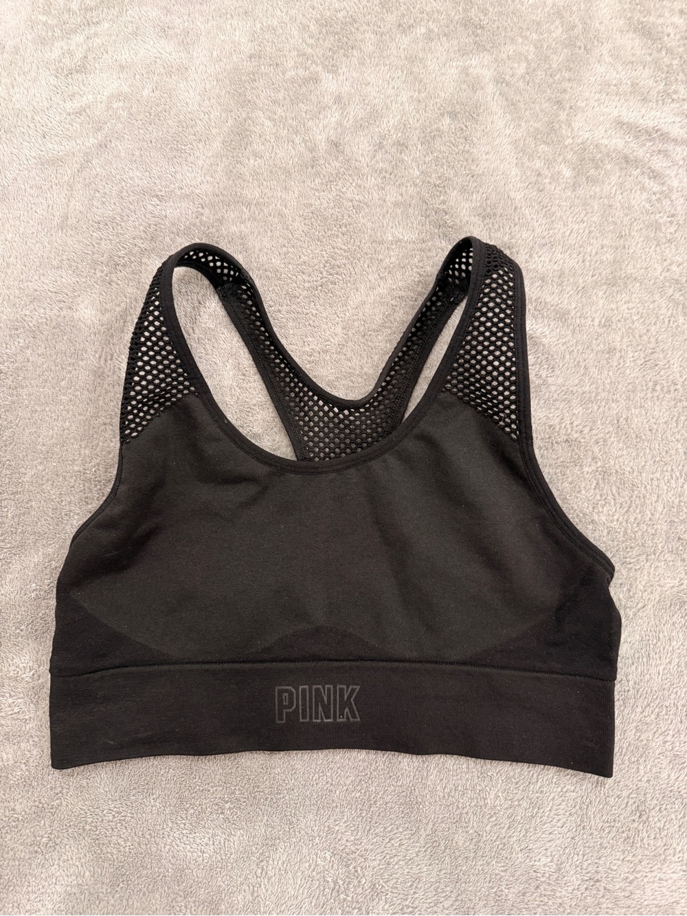 PINK Victoria's Secret Black Mesh Racerback Sports Bra